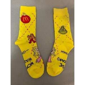McDonalds The Grinch Meal Yellow Argyle Crew Socks Dr Seuss Holiday Promo Mens
